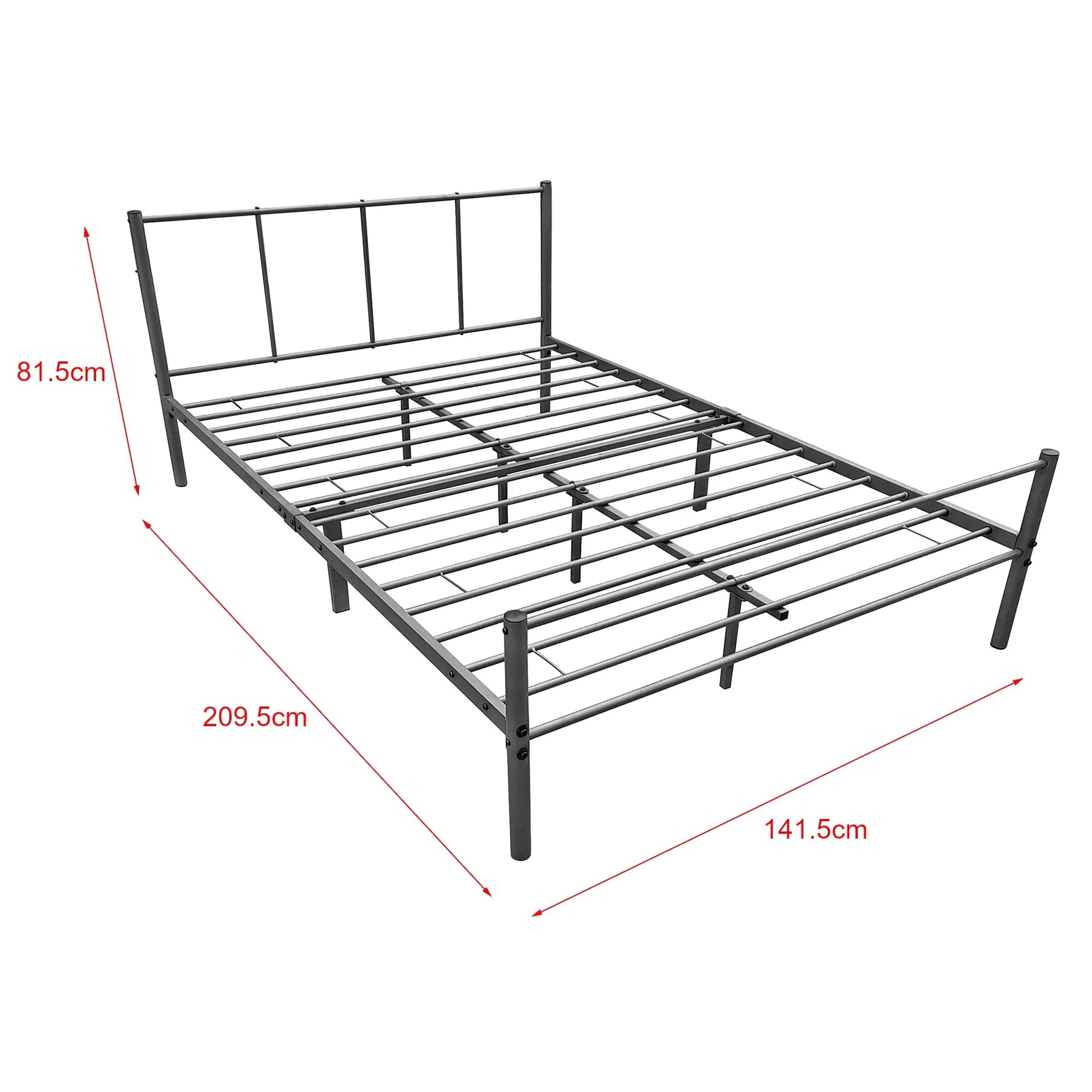 In And OutdoorMatch Metalen Bedframe Haylie - Met Matras - 140x200 cm - Donkergrijs - Modern Design bed twee personen