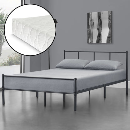 In And OutdoorMatch Metalen Bedframe Haylie - Met Matras - 140x200 cm - Donkergrijs - Modern Design bed twee personen