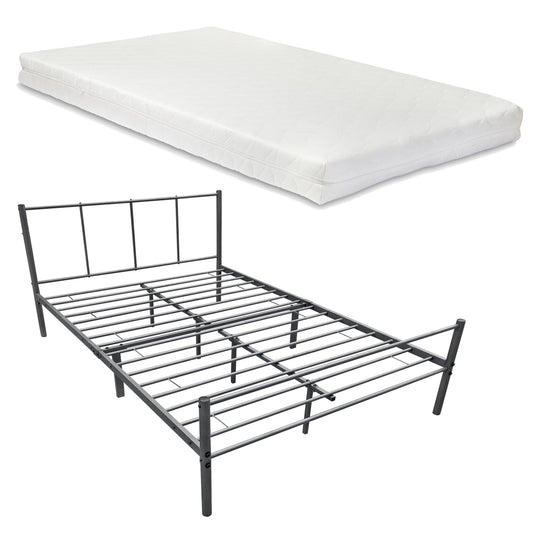 In And OutdoorMatch Metalen Bedframe Haylie - Met Matras - 140x200 cm - Donkergrijs - Modern Design bed twee personen