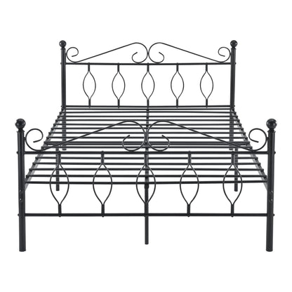 In And OutdoorMatch Metalen Bedframe Margarett - Staal - Met Matras - Zwart - 140x200 cm - Gemaakt in de EU - Staal en Koudschuim Eén persoon slapen