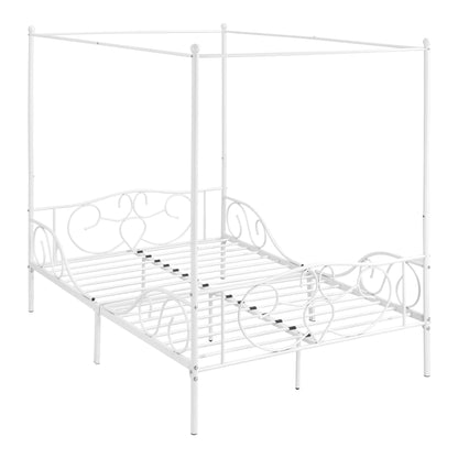 In And OutdoorMatch Metalen Hemelbed Alfonso - Met Bedbodem - 140x200 cm - Wit - Stabiel Frame - Minimalistisch Design bed twee personen