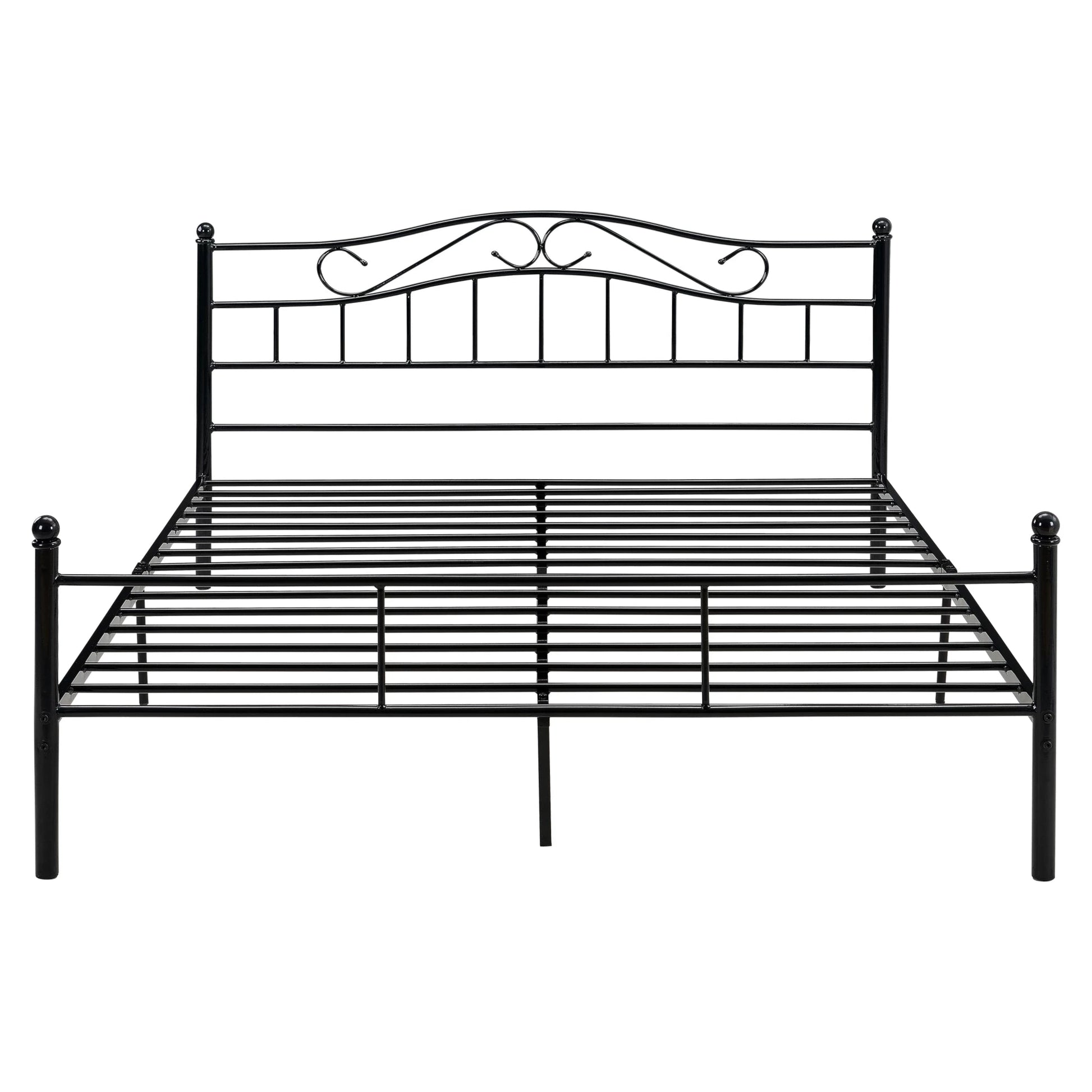 In And OutdoorMatch Metalen bed Crystal - Twijfelaar - incl. Bedbodem - 140x200 - Zwart - Modern design Bedframe