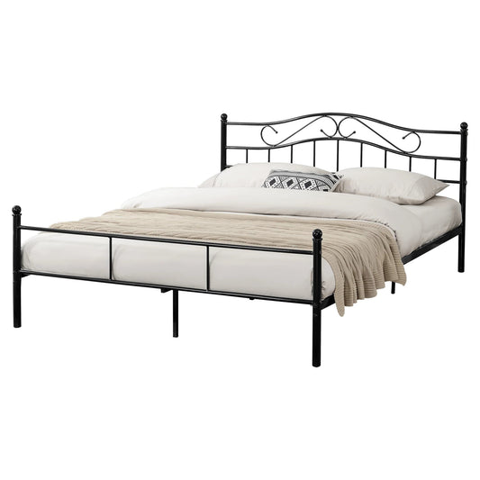 In And OutdoorMatch Metalen bed Crystal - Twijfelaar - incl. Bedbodem - 140x200 - Zwart - Modern design Bedframe