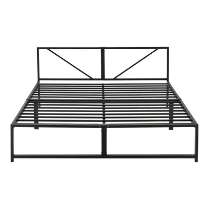 In And OutdoorMatch Metalen bed Dayna - Bedframe - Met bedbodem - Zwart - 140x200 - Staal - Modern design Bedframe