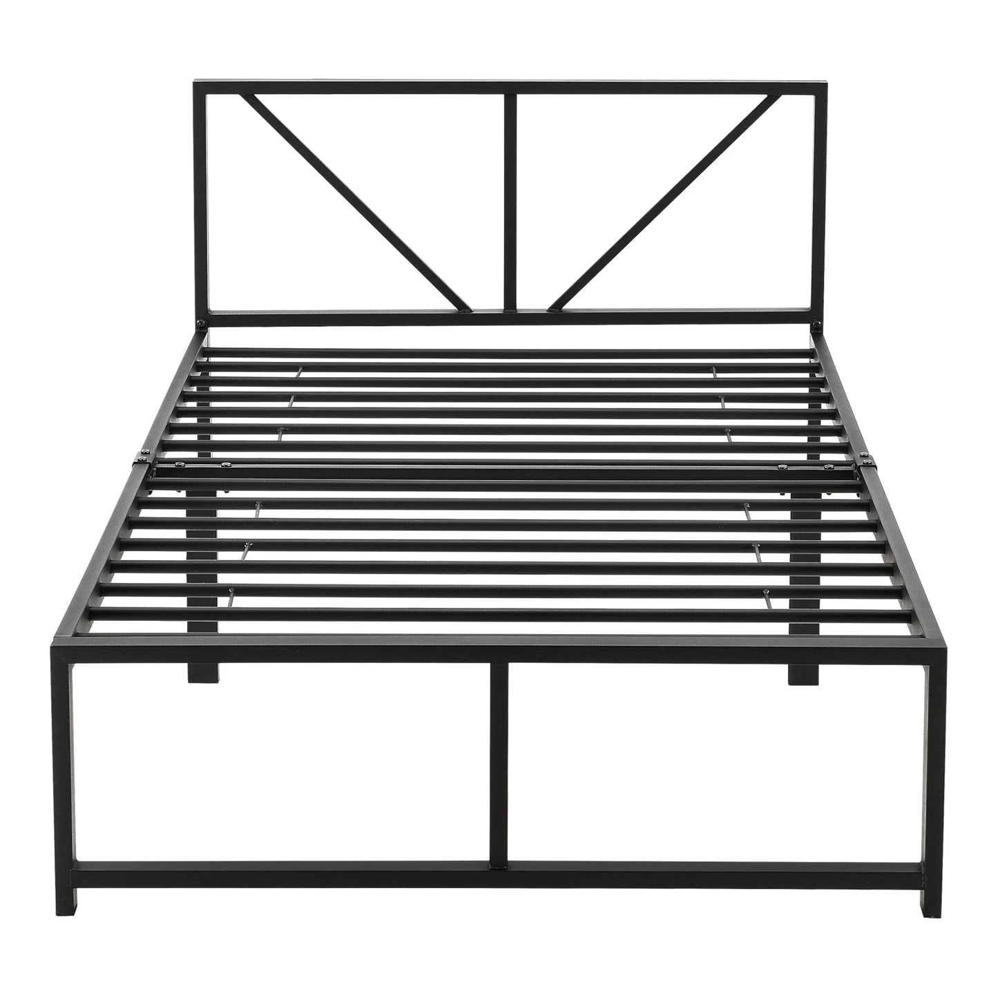 In And OutdoorMatch Metalen bed Skyla - Bedframe - Met bedbodem - Zwart - 90x200 - Staal - Modern design Bedframe