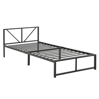 In And OutdoorMatch Metalen bed Skyla - Bedframe - Met bedbodem - Zwart - 90x200 - Staal - Modern design Bedframe