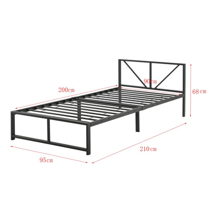 In And OutdoorMatch Metalen bed Skyla - Bedframe - Met bedbodem - Zwart - 90x200 - Staal - Modern design Bedframe