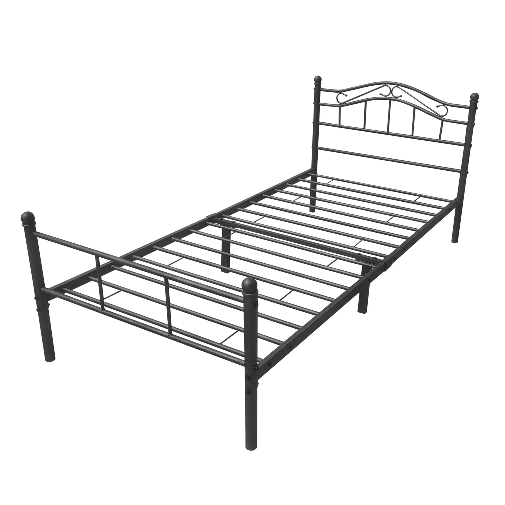 In And OutdoorMatch Metalen bedframe Cheyanne - incl. bedframe Bedbodem - 120x200 cm - Zwart - Staal - Stijlvol design Bedframe