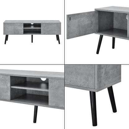 In And OutdoorMatch Mona-meubel Laurie - 120x29,5x46,5 cm - Betonkleurig - Spaanplaat en Hout - Stijlvol design TV cabinet