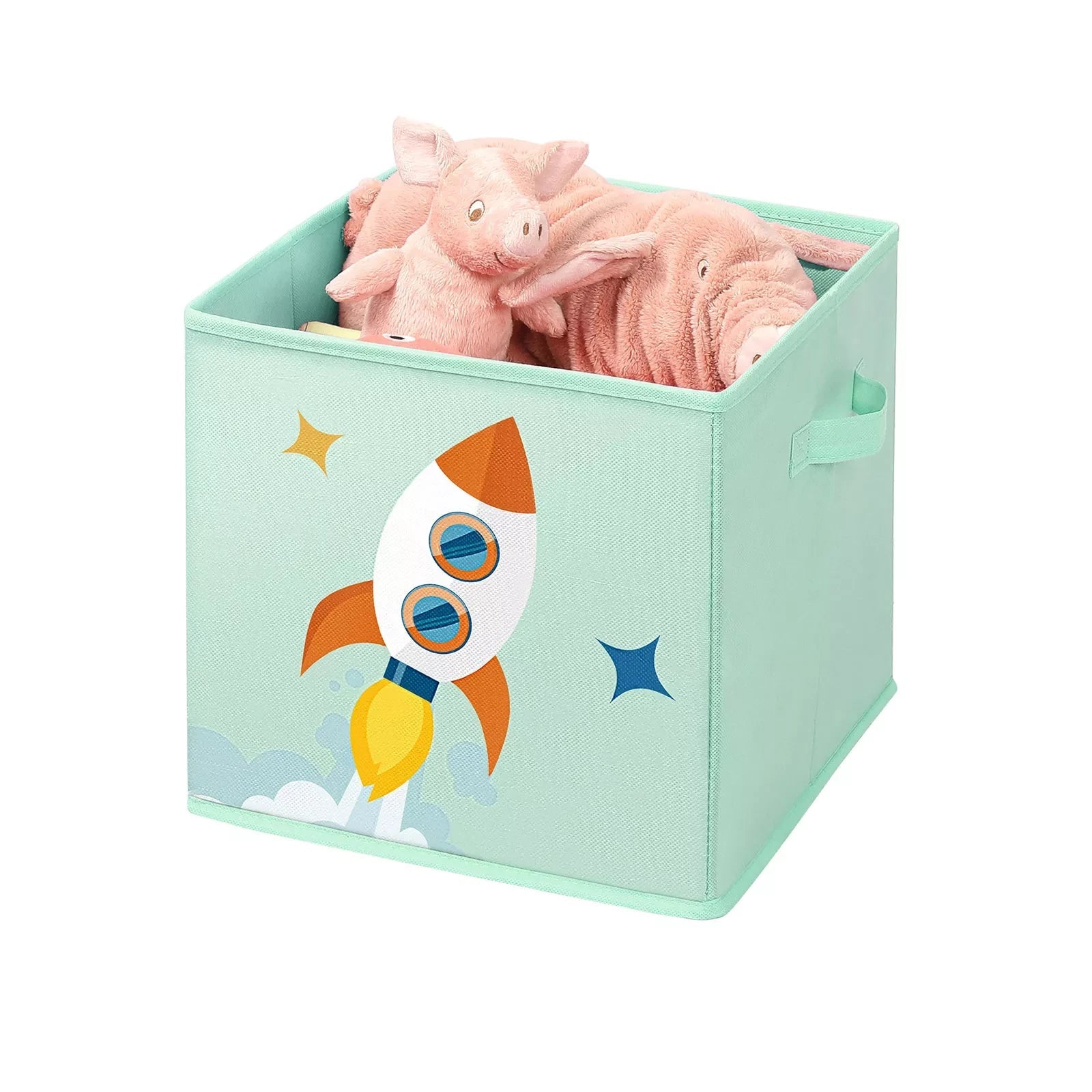 In And OutdoorMatch Opbergdozen Kellie - Set van 3 - Stoffen Dozen - 30x30x30cm - Opbergdoos - Opvouwbaar - Met 2 Handvatten - voor Kinderkamer - Speelkamer - Slaapkamer - Blauw Opslagruimte