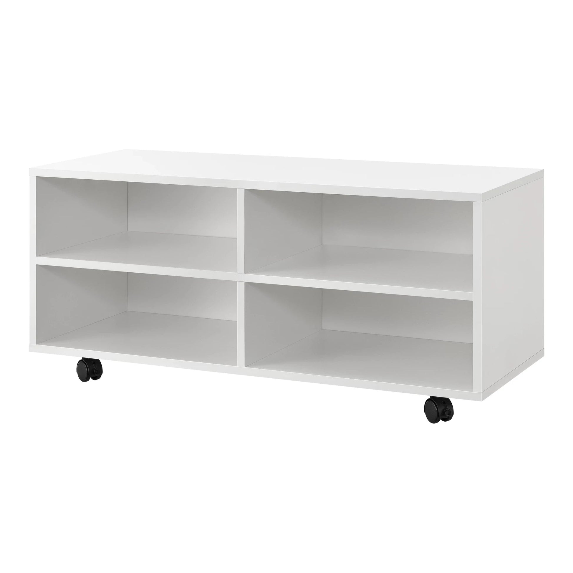 In And OutdoorMatch Opbergkast Coby - Op Wielen - 90x35x41 cm - Wit - Spaanplaat - Modern Design Kast