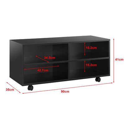 In And OutdoorMatch Opbergkast Nicklaus - Op Wielen - 90x35x41 cm - Zwart - Spaanplaat - Modern Design Kast