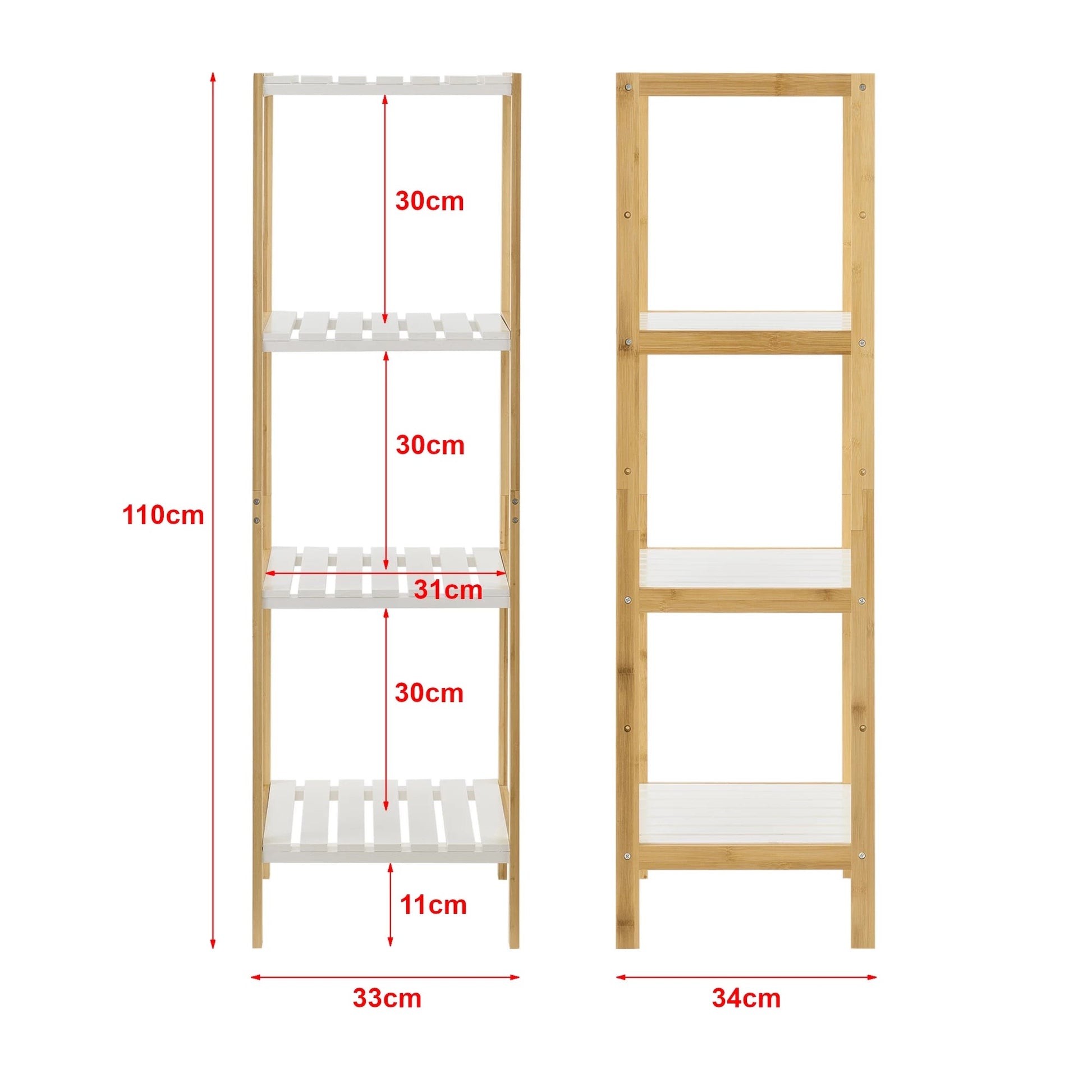 In And OutdoorMatch Opbergrek Buford - Staand rek - Met 4 Planken - Bamboe - Minimalistisch design storage rack