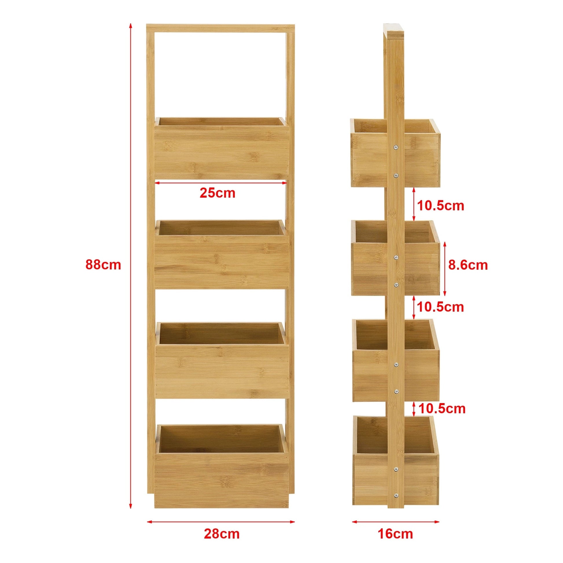 In And OutdoorMatch Opbergrek Delaney - Staand rek - Met 4 manden - Bamboe - Minimalistisch design storage rack