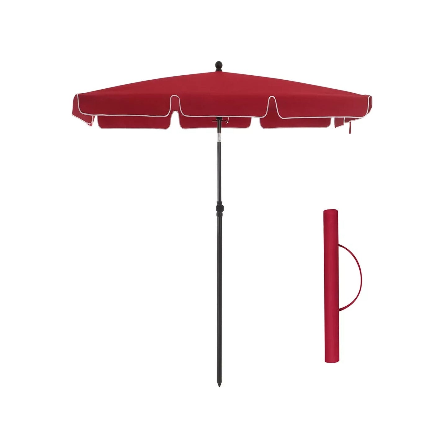 In And OutdoorMatch Parasol Celia - Rechthoekige Tuinparasol -200x125 cm - UV-bescherming tot UPF 50+ - Opvouwbaar - Met PA-coating - Tuin - Terras - Zonder standaard - Bordeaux Sunshade