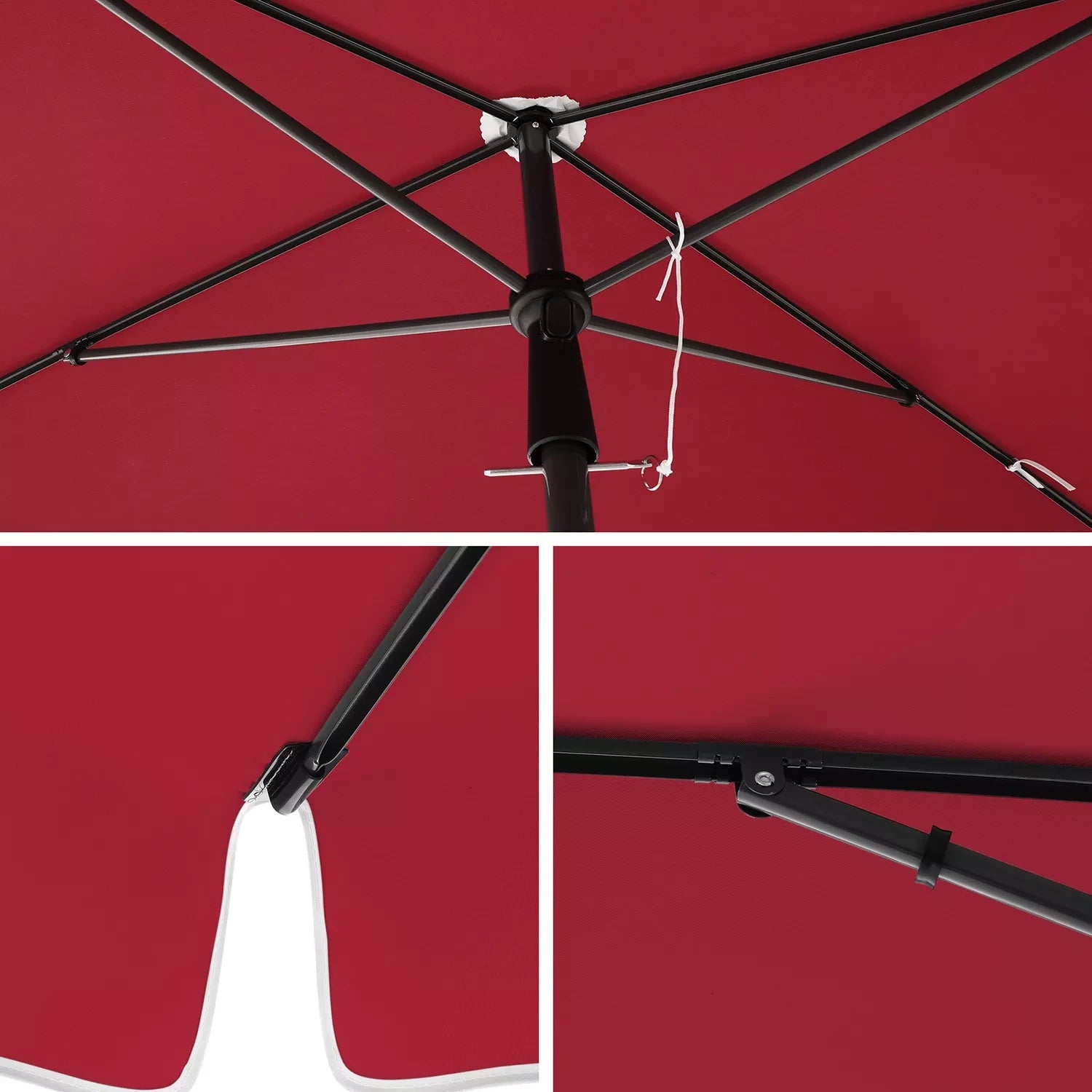 In And OutdoorMatch Parasol Celia - Rechthoekige Tuinparasol -200x125 cm - UV-bescherming tot UPF 50+ - Opvouwbaar - Met PA-coating - Tuin - Terras - Zonder standaard - Bordeaux Sunshade