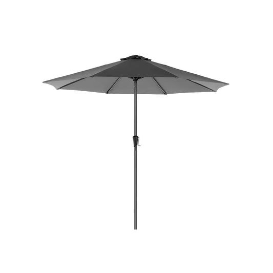 In And OutdoorMatch Parasol Edna - 300cm - Kantelbaar - Camping - Rond - Staand - Grijs - UPF 50 - Terras, balkon, tuin of strand Sunshade