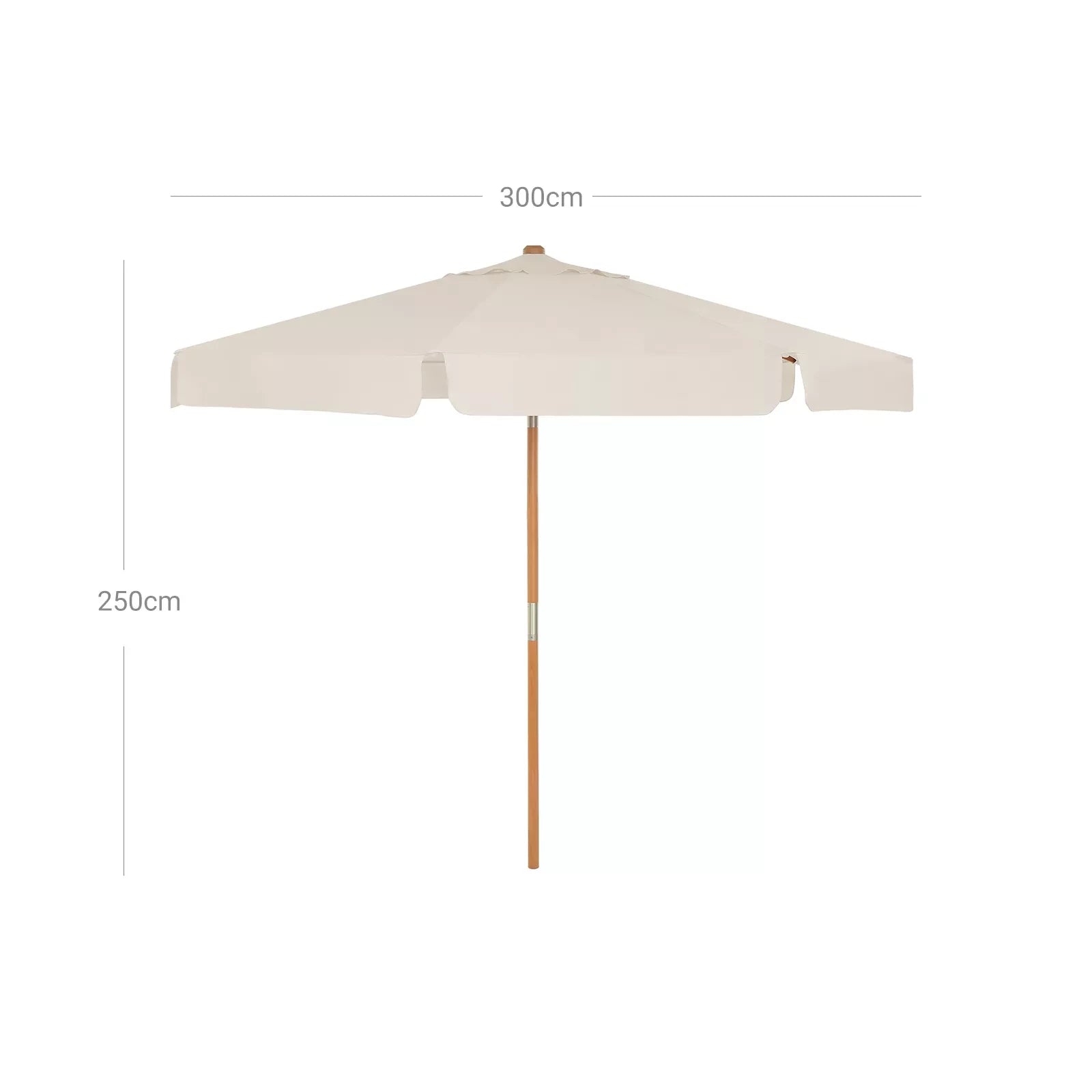 In And OutdoorMatch Parasol Hipolito - 300cm - Rechthoekig - Balkonparasol - Zonwering tot UPF 50+ - Parasolpaal - Gemaakt van hout - Zonder standaard - Tuin - Outdoor - Wit Sunshade