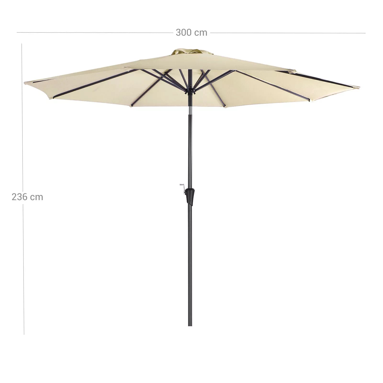 In And OutdoorMatch Parasol Kaleb - 300cm - Kantelbaar - Camping - Rond - Staand - Beige - Terras, tuin of strand Sunshade