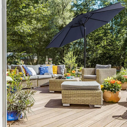 In And OutdoorMatch Parasol Roly Staand - 300cm - Kantelbaar - Camping - Rond - Blauw - UPF 50 - Terras, balkon, tuin of strand Sunshade