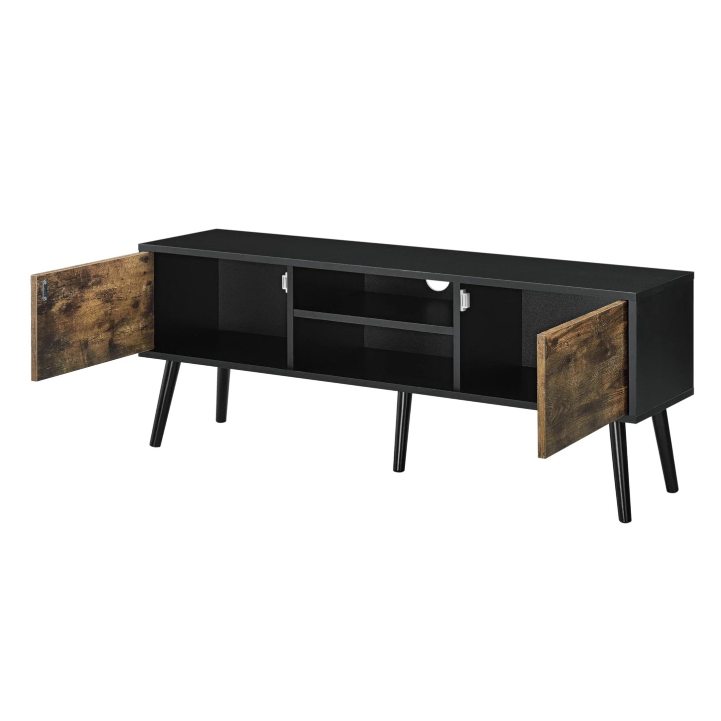 In And OutdoorMatch Robert-meubel Mathilda - 120x29,5x46,5 cm - Zwart en Houtkleurig donker - Spaanplaat en Hout - Stijlvol design TV cabinet