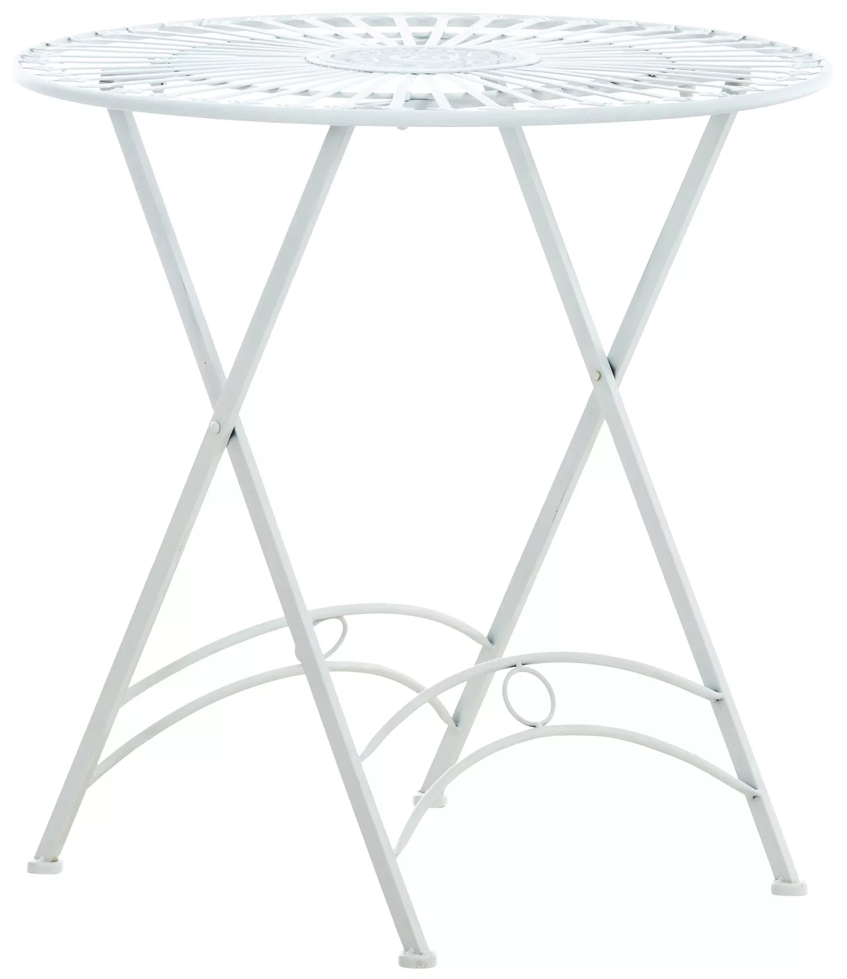 In And OutdoorMatch Ronde metalen tuintafel Shanie - 4 personen - Weerbestendig - Wit - 71x71x71cm Bijzetttafel