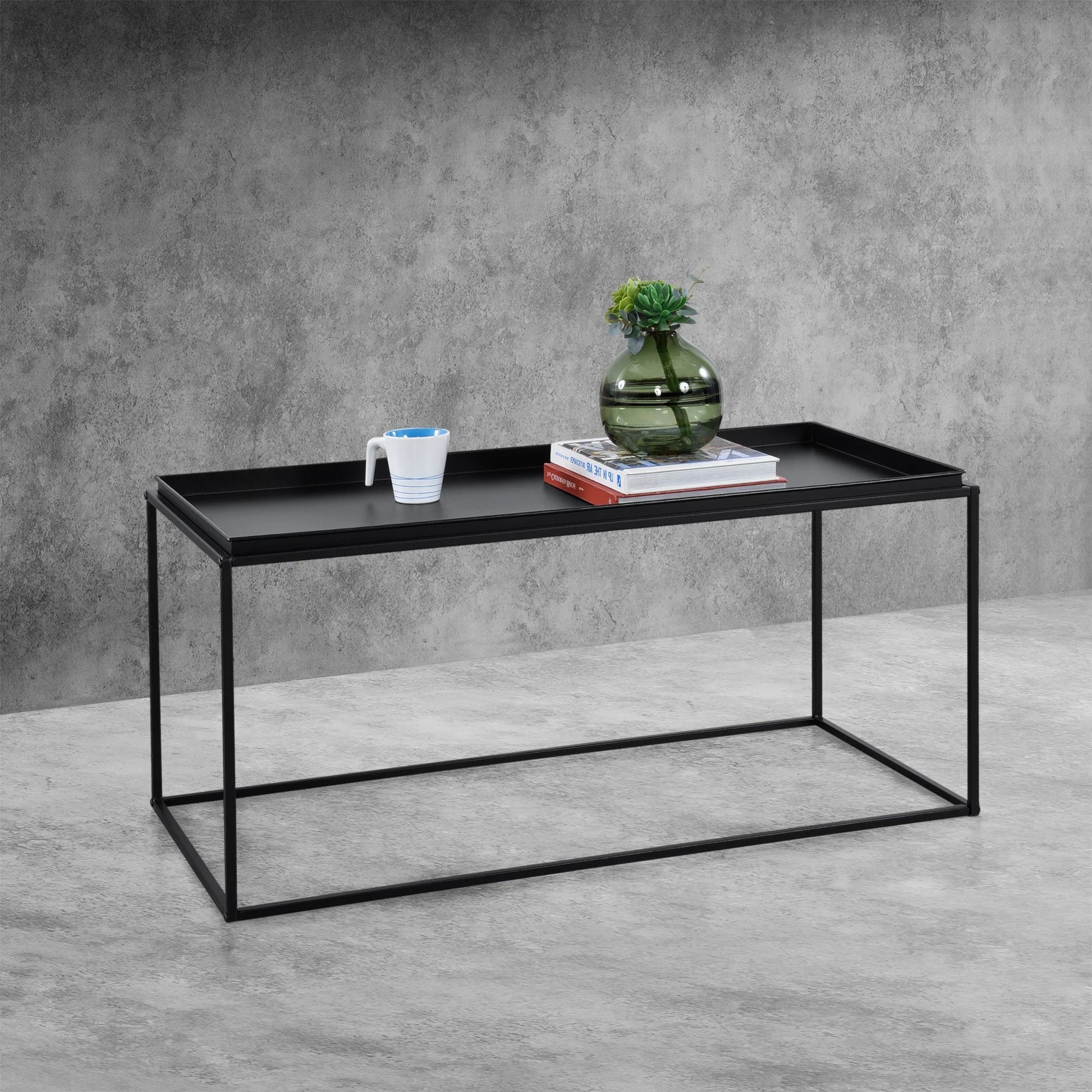 In And OutdoorMatch Salontafel Chasity - Zwart - Metaal - 47x100x50 cm - Modern design Bijzetttafel