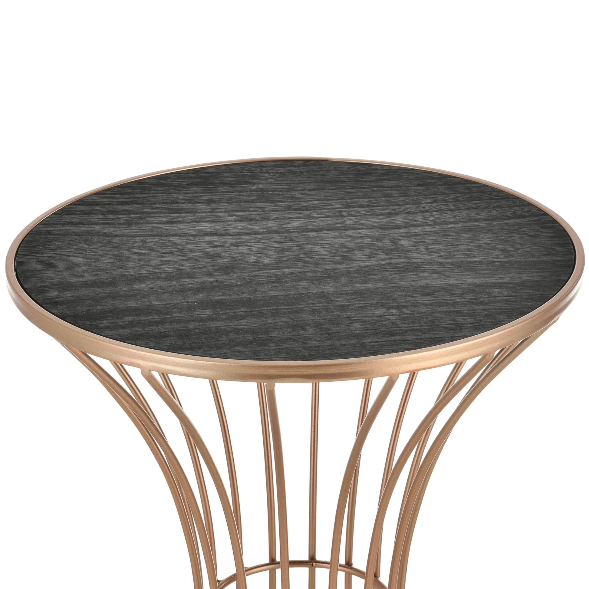 In And OutdoorMatch Salontafel Herminia - Zandloper Rond - 55,5xØ37,5 cm - Metaal - Koperkleurig - Modern Design Bijzetttafel