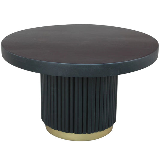 In And OutdoorMatch Salontafel Jude - 80 cm - Bijzettafel - rond - Zwart/goud - Eiken - Metaal - Stijlvol design Koffietafel