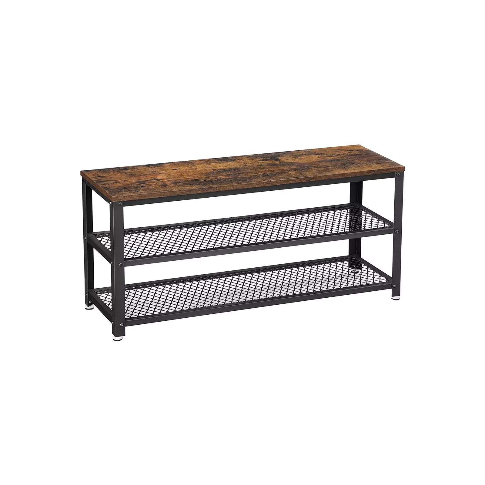 In And OutdoorMatch Schoenenbank Industrieel Chauncey - Zwart/Bruin - Opbergruimte - Schoenenrek - Halbank - 100x30x45cm shoe bench