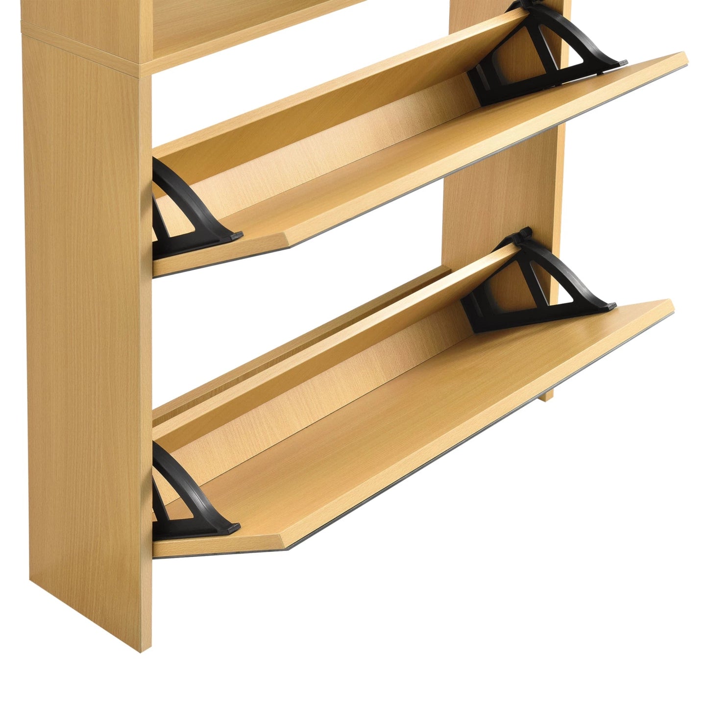 In And OutdoorMatch Schoenenkast Elizabeth - Met Spiegels - Met 4 Vouwdeuren - 134x63x17 cm - Beukenkleurig - Spaanplaat shoe rack