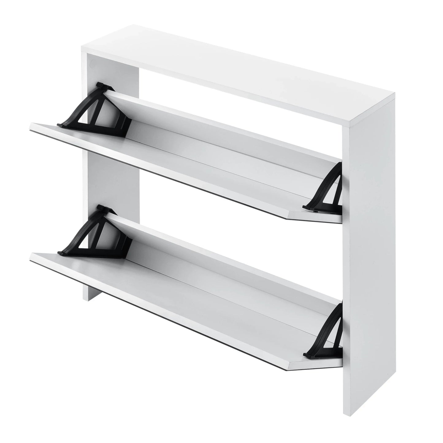 In And OutdoorMatch Schoenenkast Mayra - Met Spiegels en 2 Vouwdeuren - 67x63x17 cm - Wit - Spaanplaat - Stijlvol Design shoe rack