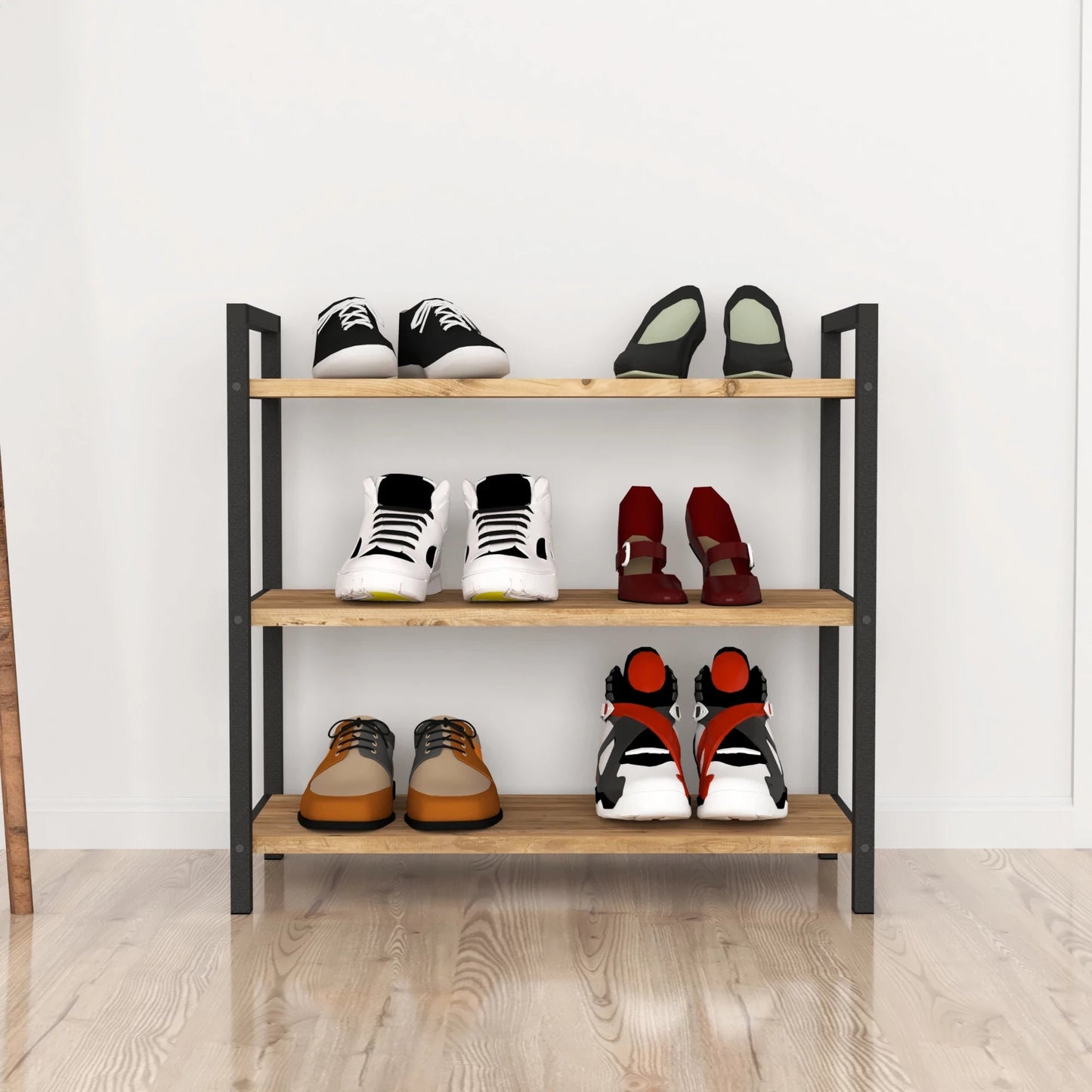 In And OutdoorMatch Schoenenrek Lew - 70x66x36 cm - Eiken Antiek en Antraciet - 70x66x36 cm - Modern Design shoe rack