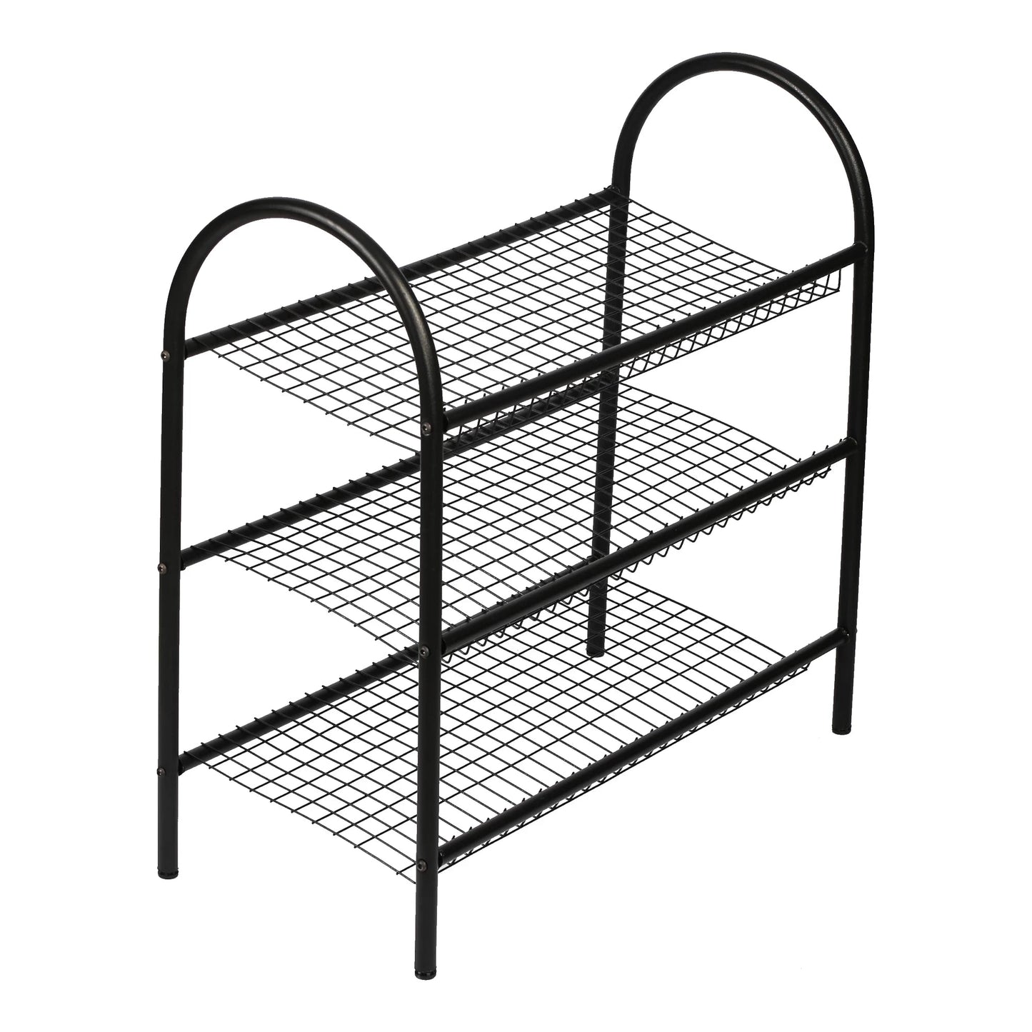 In And OutdoorMatch Schoenenrek Pori - Met 3 Planken - 69x68.5x32cm - Metaal - Zwart shoe rack