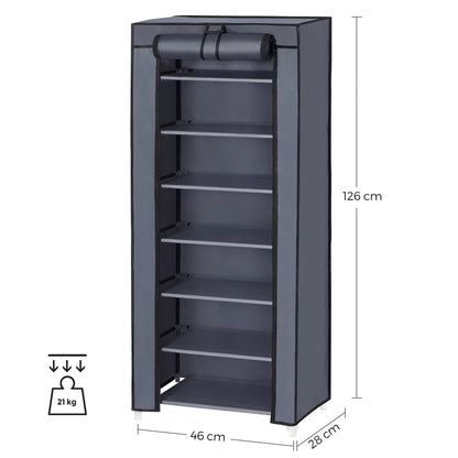 In And OutdoorMatch Schoenenrek Selmer - Met deur - 14 paar - Waterdicht - Schoenenkast - Stalen buizen - Stofvrij - 46x28x126cm shoe rack