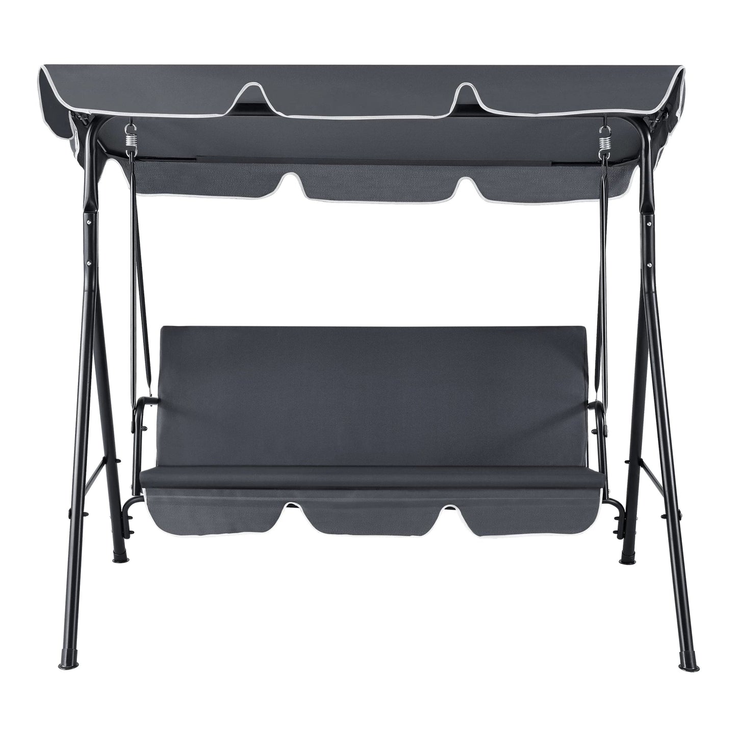 In And OutdoorMatch Schommelbank Wilbert - 3-Zits - Max 270 kg - Donkergrijs - Staal en Polyester - Waterafstotende hoes Garden Bench