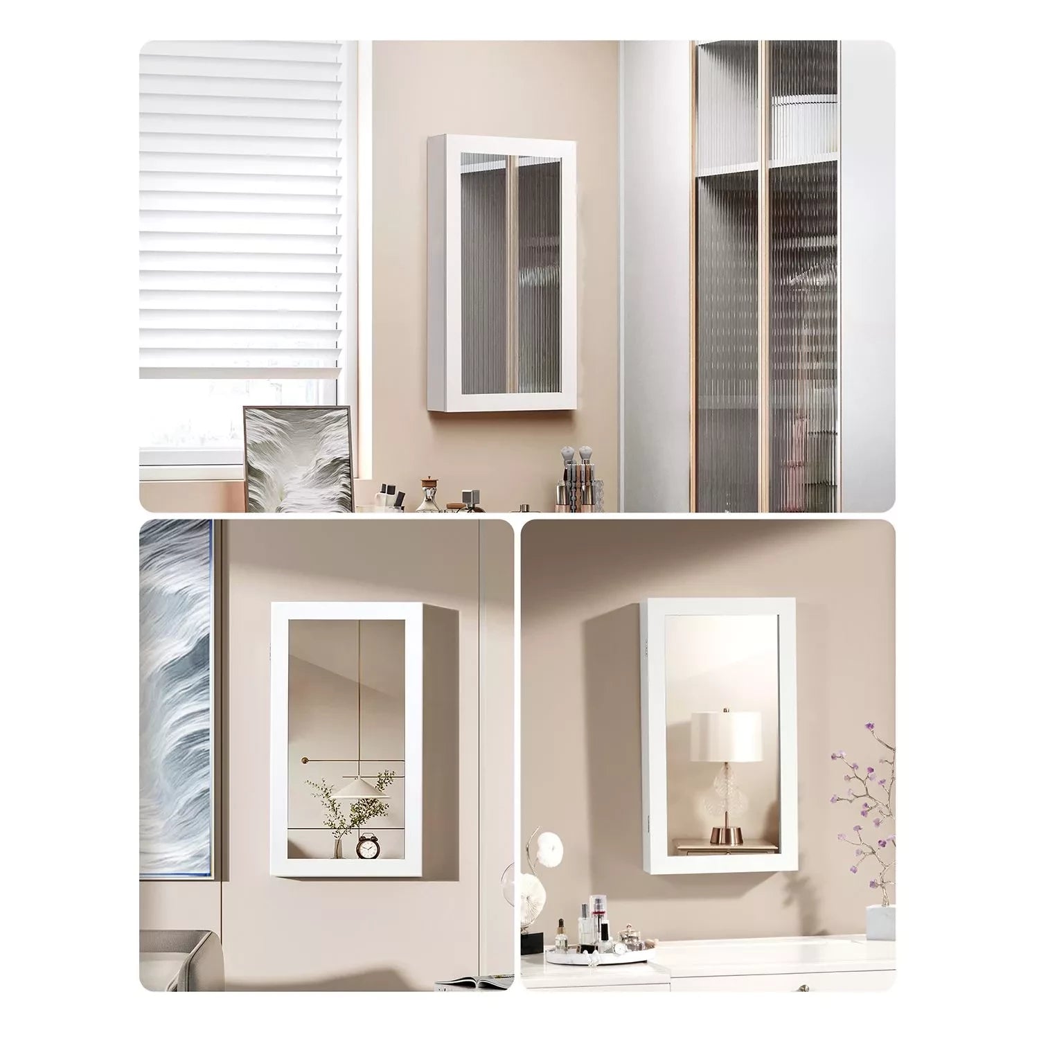 In And OutdoorMatch Sieradenkast Gladys - 360 graden draaibaar - Met slot - Juwelenkast Staand - Spiegelkast - Sieradendoos - 10x37cm Mirror cabinet