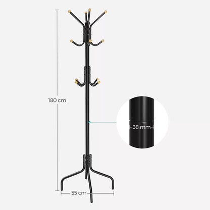 In And OutdoorMatch Staande metalen kapstok Americo - Bruin - 180cm - 12 haken - Moderne uitstraling Kapstok