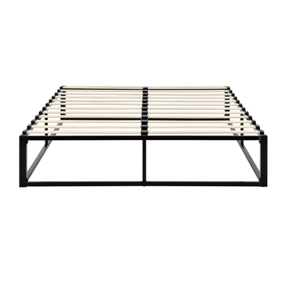 In And OutdoorMatch Stalen Bed Finn - Met Bedbodem - Incl. matras - Zwart - 200x180cm - Stalen frame gepoedercoat bed twee personen