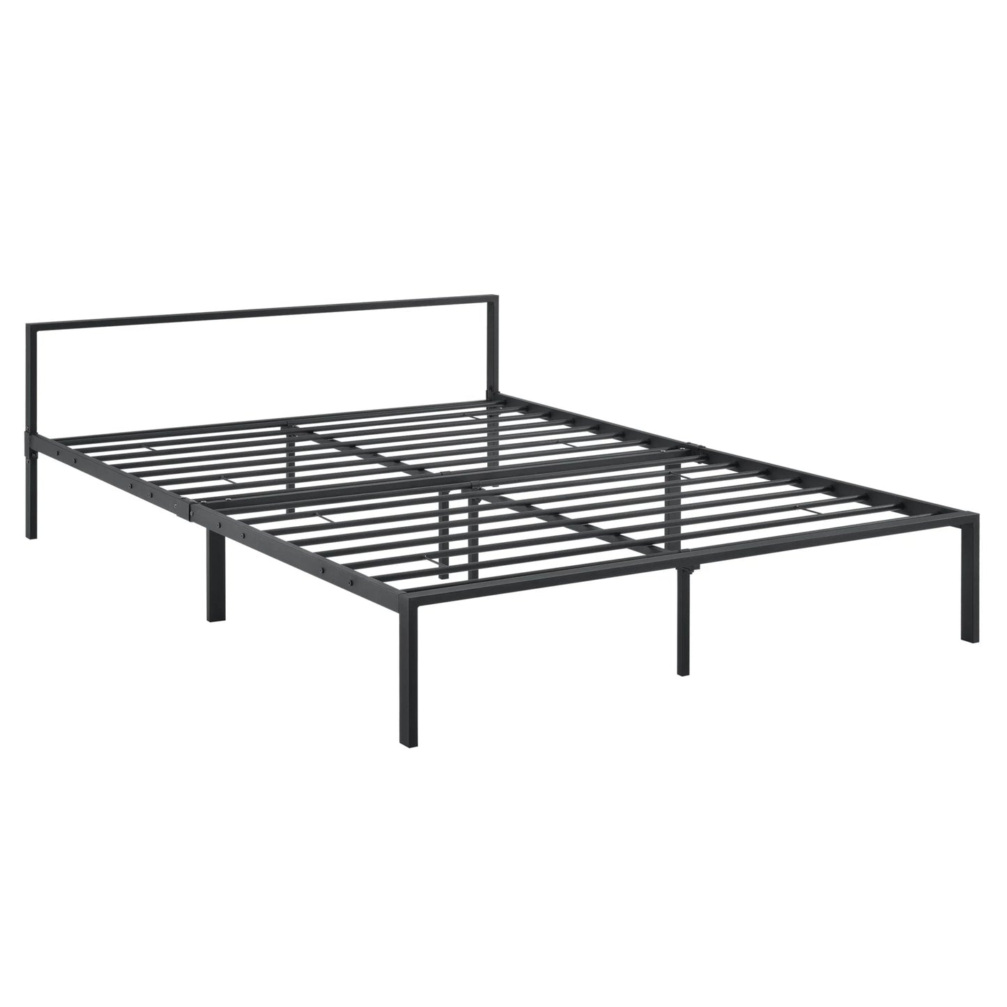 In And OutdoorMatch Stalen bed Thora - Bedframe - Met bedbodem - 140x200 cm - Zwart - Modern design Bedframe