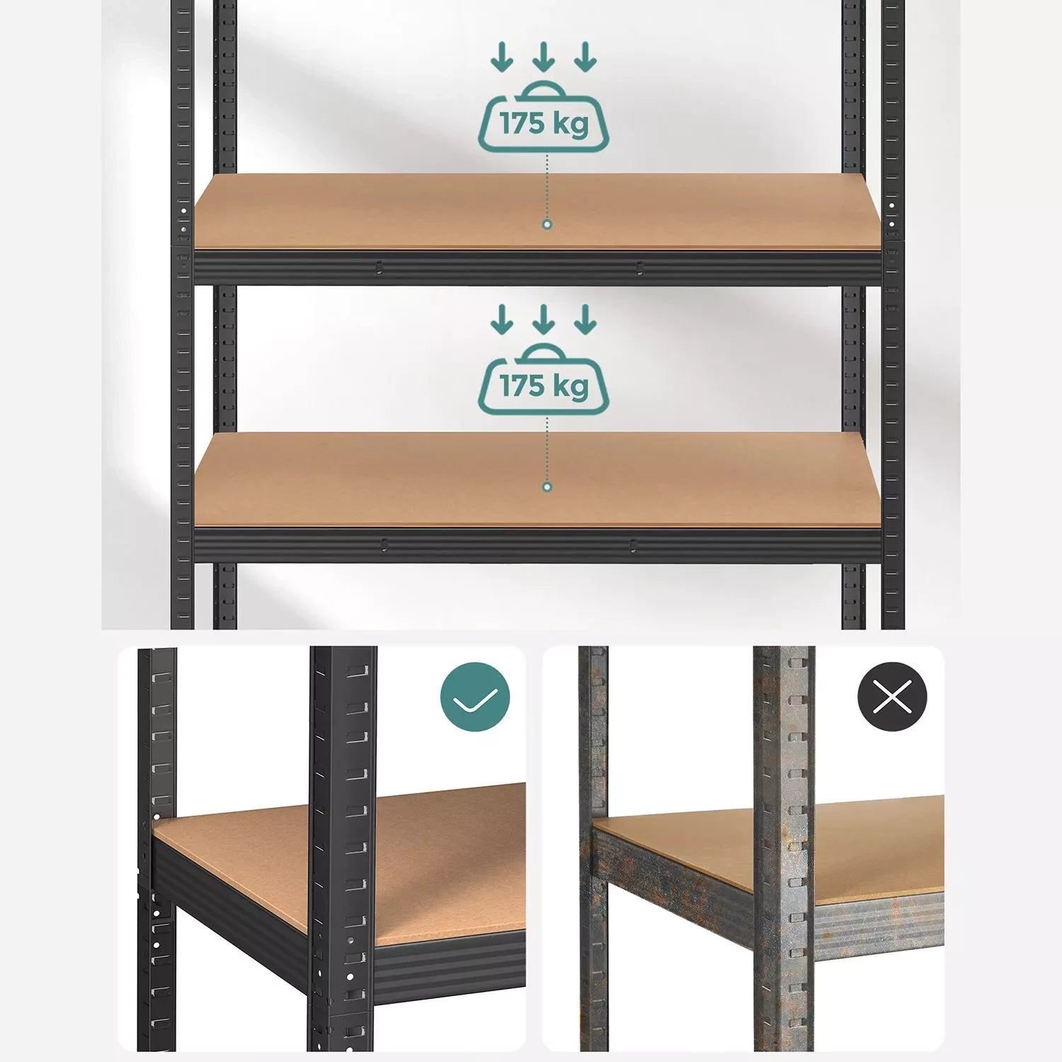 In And OutdoorMatch Stellingkast Fidel - 60x120x200cm - Set van 2 - Opbergrek - Metaal - 875 kg draagvermogen - 5 Verstelbare lagen storage rack