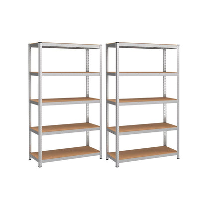 In And OutdoorMatch Stellingkast Jewel - 60x120x200cm - Set van 2 - Opbergrek - Metaal - 875 kg draagvermogen - 5 Verstelbare lagen storage rack