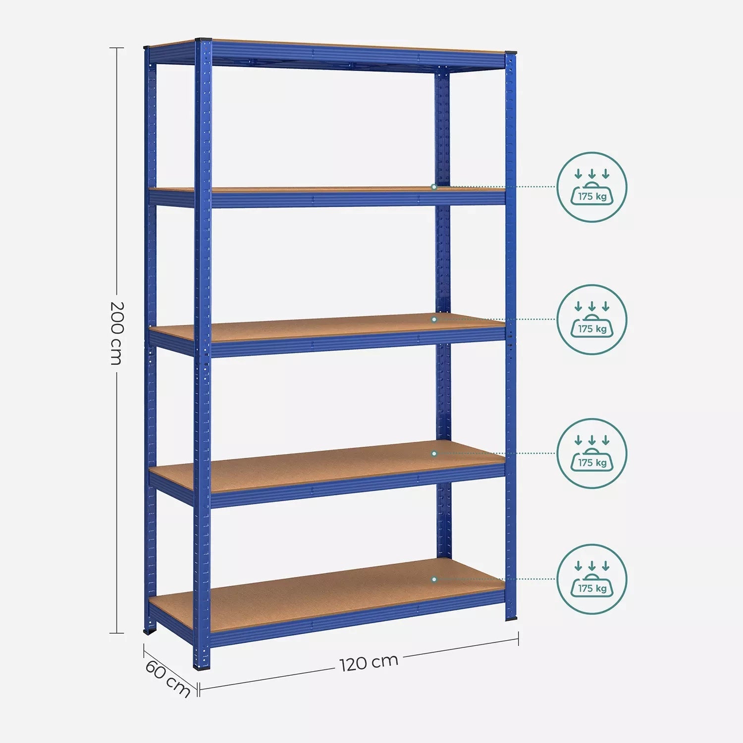 In And OutdoorMatch Stellingkast Kristofer - 60x120x200cm - Set van 2 - Opbergrek - Metaal - 875 kg draagvermogen - 5 Verstelbare lagen storage rack