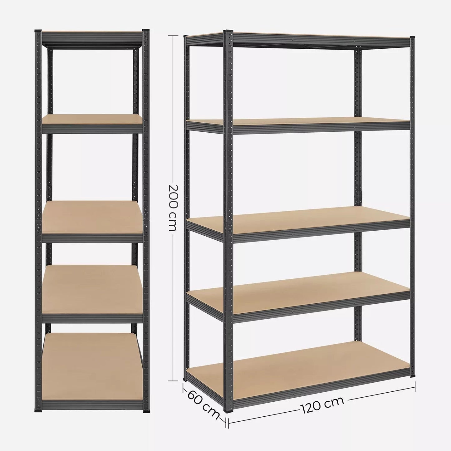 In And OutdoorMatch Stellingkast Pearlie - 60x120x200cm - Opbergrek - Metaal - 875 kg draagvermogen - Verstelbaar storage rack