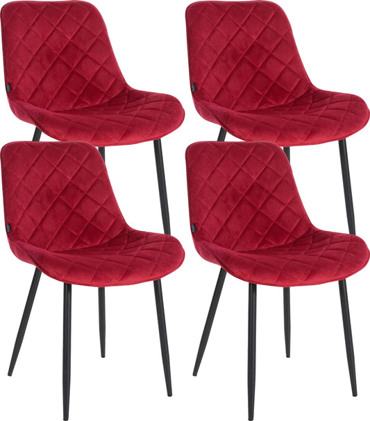 In And OutdoorMatch Stoelen Marlee - Rood - Set van 4 - Fluweel - Hoogwaardige bekleding - Stijlvolle stoelen - Luxe uitstraling Eetkamerstoel