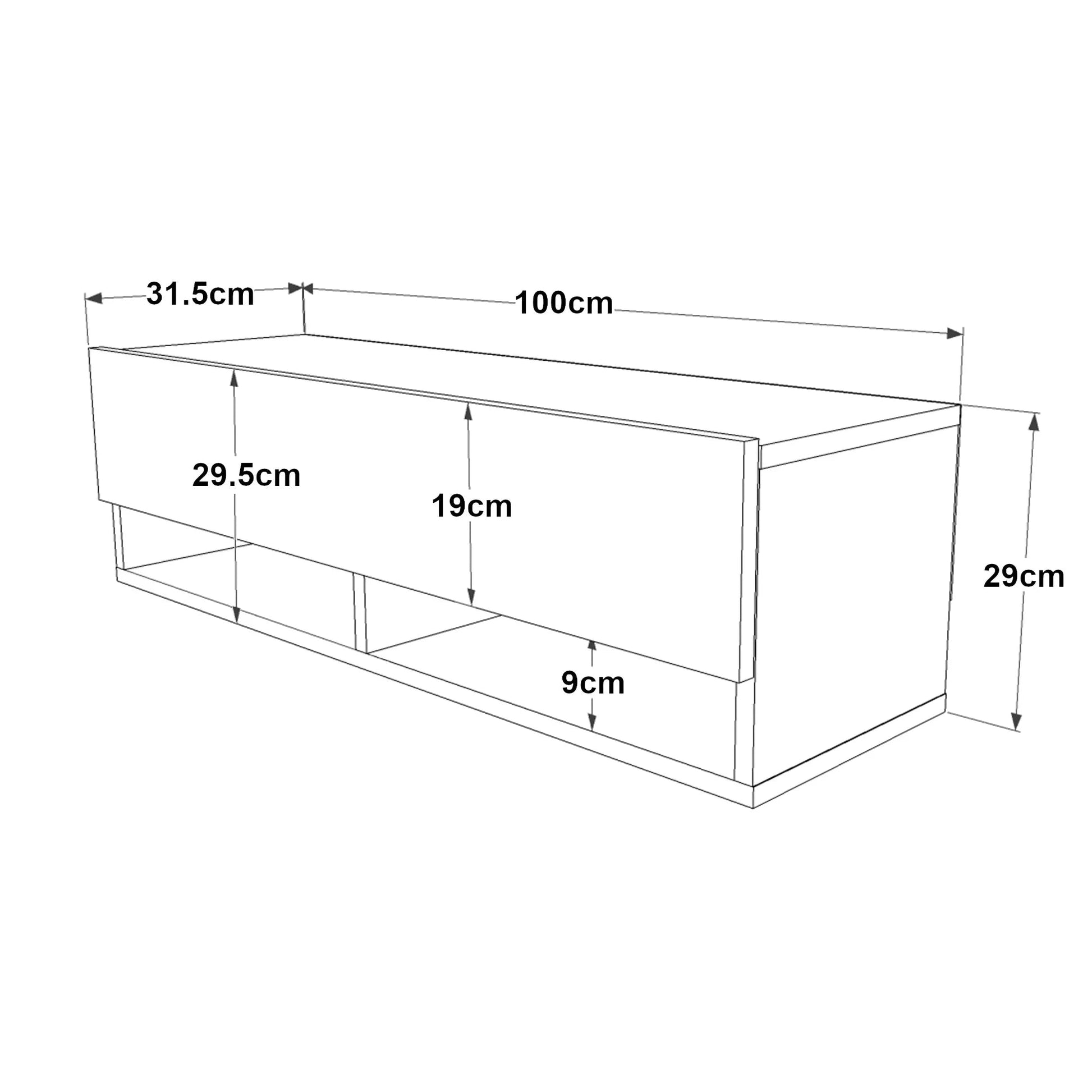 In And OutdoorMatch TV Kast Alfeo - TV Meubel - TV meubel - 2 Opbergvakken - 100x31,5x29,5cm - Houtkleurig - Sierkast TV-meubel