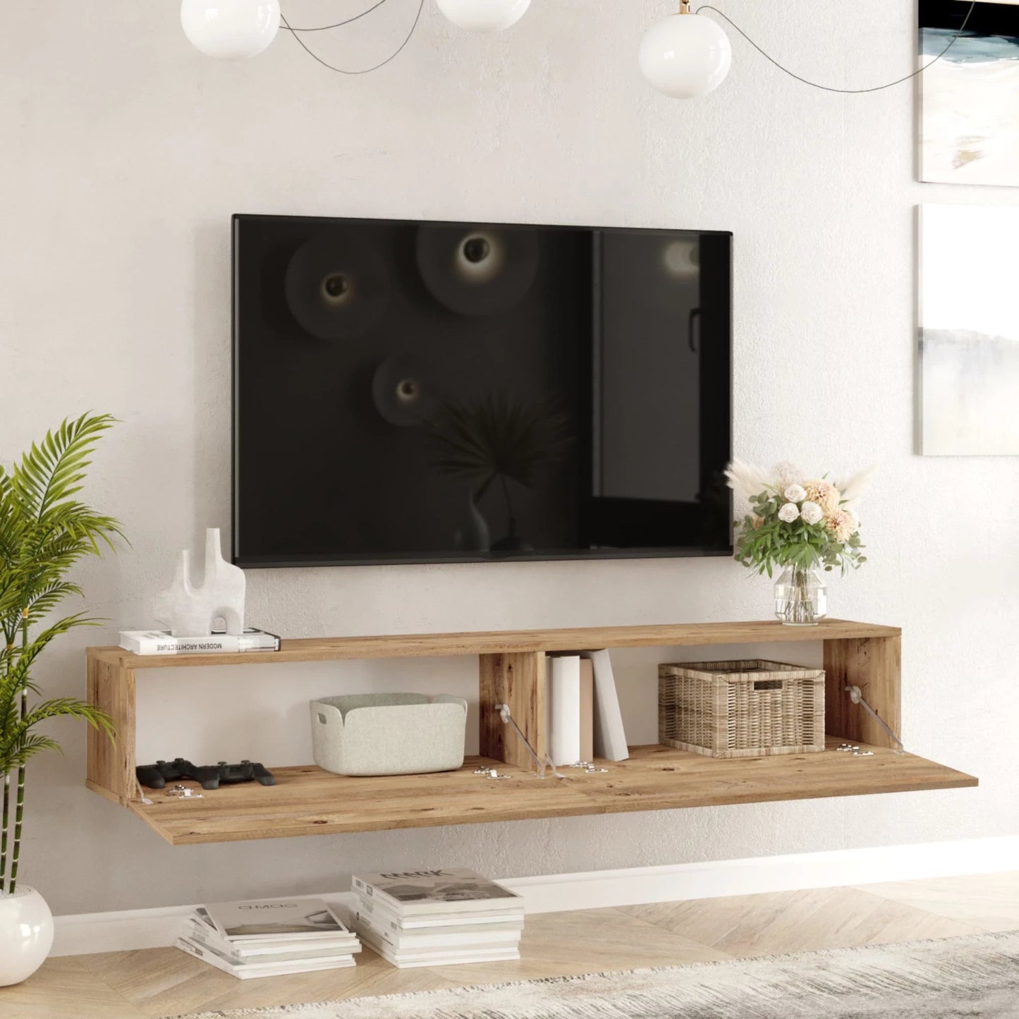 In And OutdoorMatch TV Kast Avax - TV Meubel - TV meubel - 180x31,5x29,5cm - Houtkleurig - Spaanplaat - Sierkast TV-meubel