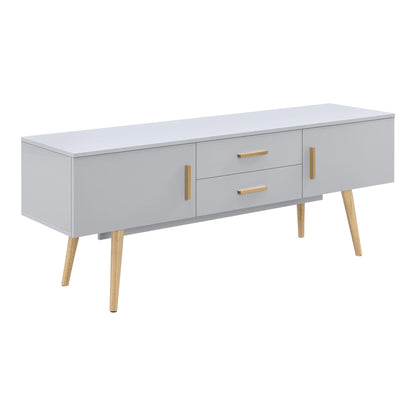 In And OutdoorMatch TV Kast Bailee - Met 2 Lades - 140x40x56 cm - Lichtgrijs - Spaanplaat en Hout - Stijlvol Design TV cabinet