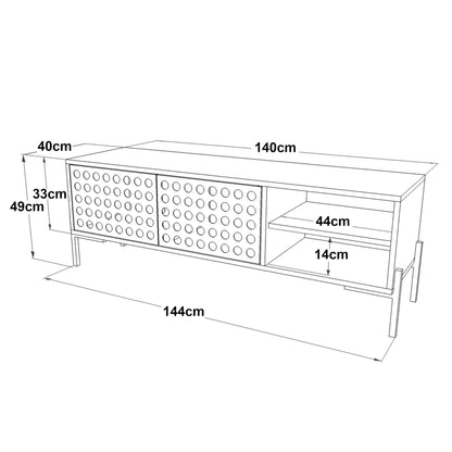 In And OutdoorMatch TV Kast Ocean - TV meubel - TV meubel - 144x40x49cm - eiken grijs en antraciet - 2 opbergvakken - decoratieve kast TV-meubel