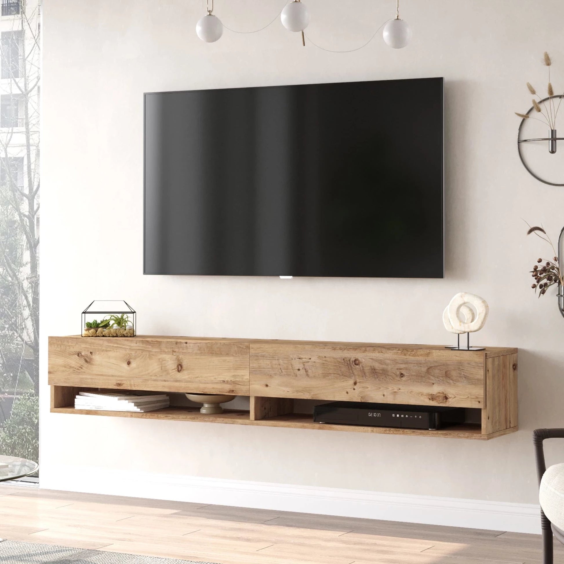 In And OutdoorMatch TV Kast Piera - TV Meubel - TV meubel - 2 Opbergvakken - 180x31,5x29,5cm - Houtkleurig - Sierkast TV-meubel